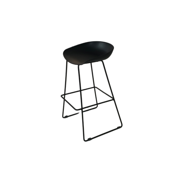 Siyah Boyalı Metal Ayaklı Bistro Bar Sandalyesi 80x35x35