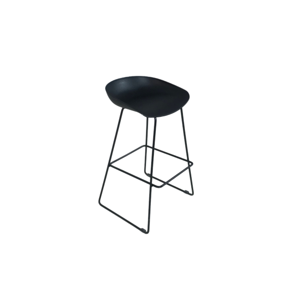 Siyah Boyalı Metal Ayaklı Bistro Bar Sandalyesi 80x35x35 - Görsel 2