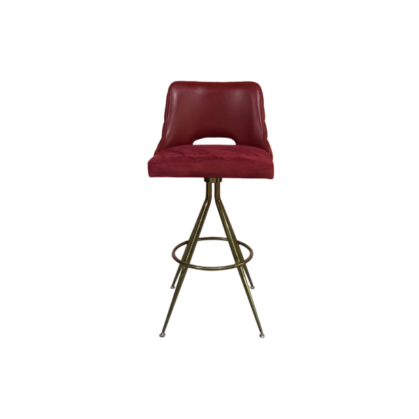 Krom Ayaklı Kırmızı Modern Bar Sandalyesi 110x50x45 - Görsel 2