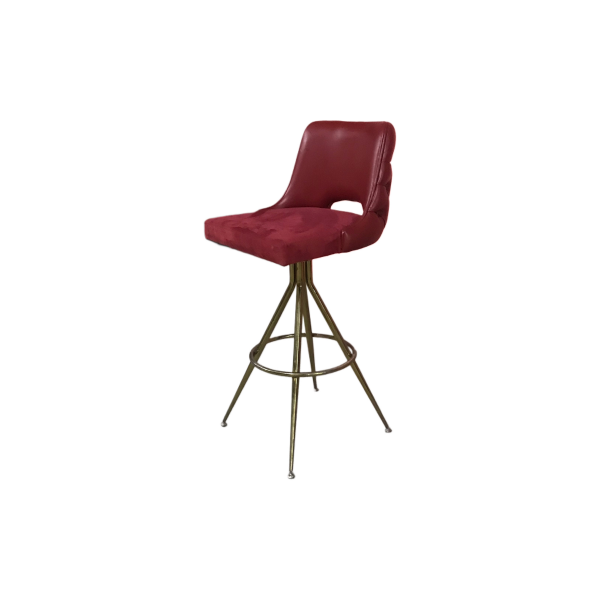 Krom Ayaklı Kırmızı Modern Bar Sandalyesi 110x50x45 - Görsel 3